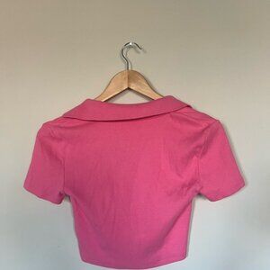 Pink Crop Polo Top